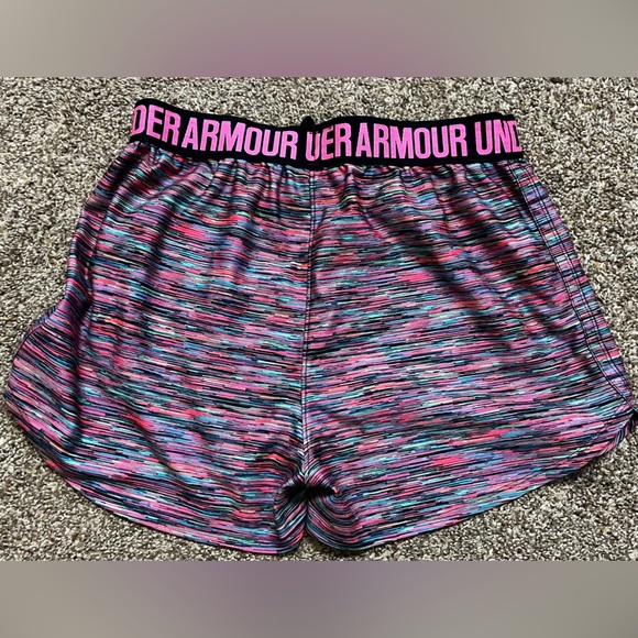 Under Armour Pink and Blue Athletic Shorts Moisture-Wicking Comfort - Picture 2 of 3